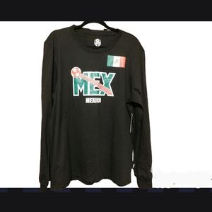 Men's Soccer Black Long Sleeve Tee "Mexico Soccer" Sz XL  NWT